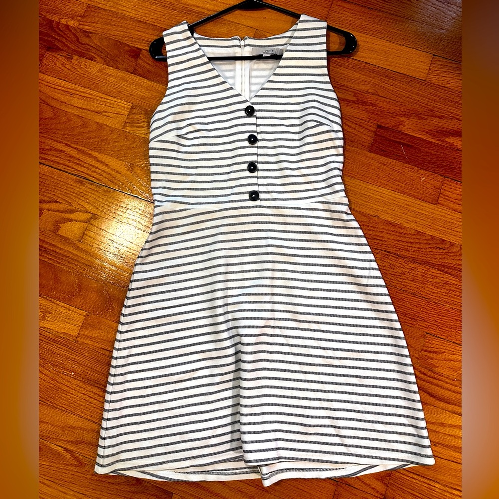 LOFT Black and White Striped Dress